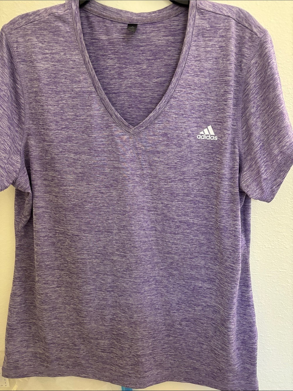 adidas Women’s Heathered Lavender V-Neck Short Sleeve Tee